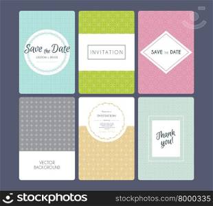 Vector illustration of Wedding invitation cards set. Wedding invitation cards set