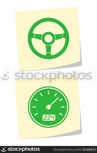 Vector Illustration of Wheel and Speedometer Icons