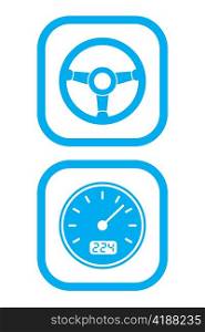 Vector Illustration of Wheel and Speedometer Icons