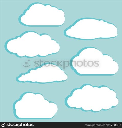 Vector illustration of white clouds on blue sky