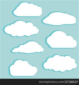 Vector illustration of white clouds on blue sky