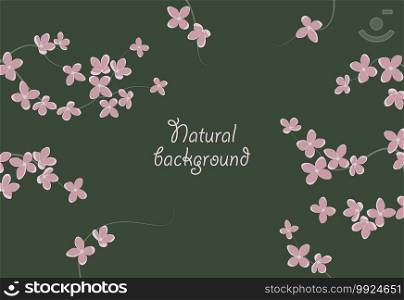 Vector illustration of white flowers. Romantic background with branch decoration with flowers. Branch decoration with flowers