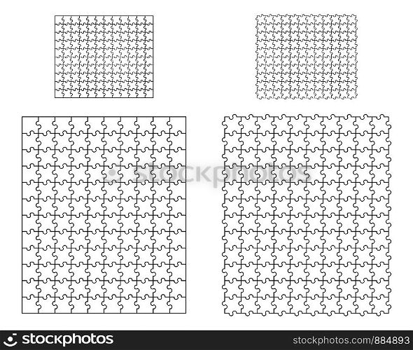 Vector illustration of white puzzles, separate pieces