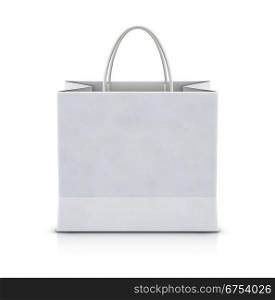 Vector illustration of white shopping paper bag isolated on white background