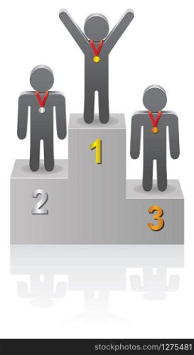 vector illustration of winners on the podium