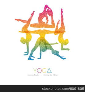 Vector illustration of Woman doing yoga asanas. Woman doing yoga asanas