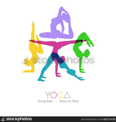 Vector illustration of Woman doing yoga asanas. Women doing yoga asanas