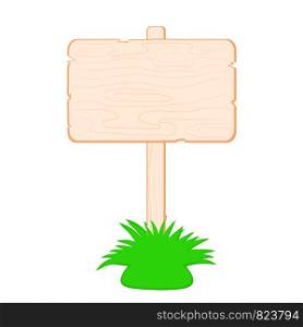 Vector illustration of wooden signboard. Cartoon style. Isolated on white.