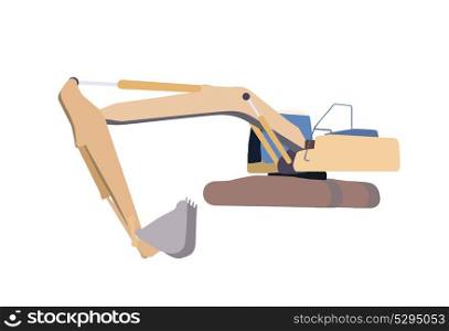 Vector Illustration of Working Excavator. Isolated on White Background.. Working Excavator. Isolated