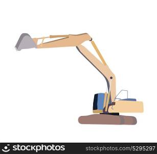 Vector Illustration of Working Excavator. Isolated on White Background.. Working Excavator. Isolated