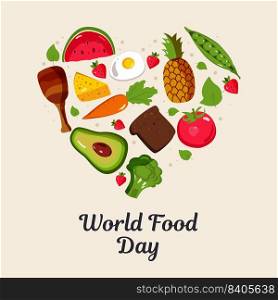 vector illustration of world food day, colorful white background. vector illustration of world food day, colorful white background.