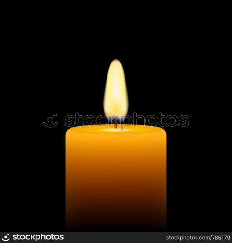 Vector illustration of yellow candle on black background. Vector stock illustration of yellow candle on black background