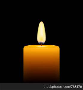 Vector illustration of yellow candle on black background. Vector stock illustration of yellow candle on black background