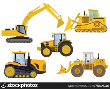Vector illustration of yellow heavy machines