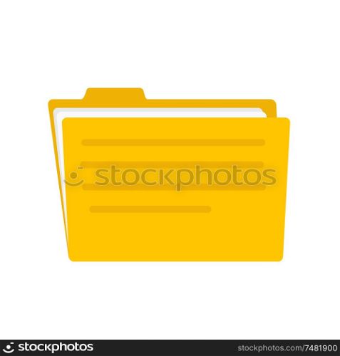 Vector illustration of yellow stationery folders on a white background. Flat folder icon for web design