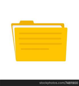 Vector illustration of yellow stationery folders on a white background. Flat folder icon for web design