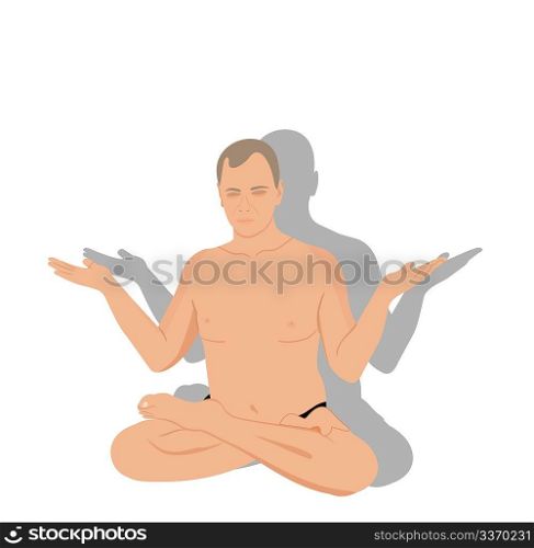 Vector illustration of yogas the man sits and meditates