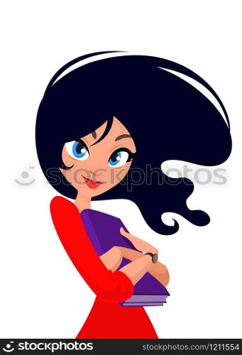 Vector illustration of young woman. Easy-edit layered vector EPS10 file scalable to any size without quality loss. High resolution raster JPG file is included.