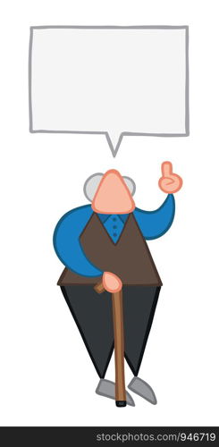 Vector illustration old man talking. Hand drawn. Colored outlines.