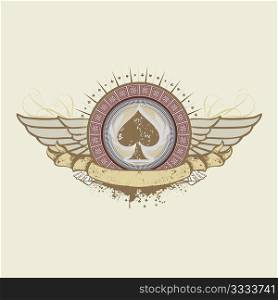 Vector illustration on a gambling subject. spades suit emblem
