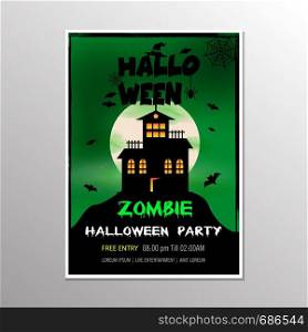 Vector illustration on a Halloween Zombie Party theme on green background. EPS 10 illustration