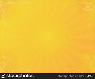 Vector illustration - orange abstract background made of floral elements and gradients