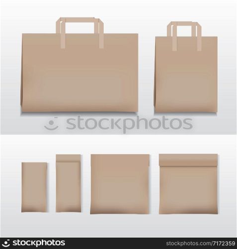 Vector Illustration Paper Shopping Bag White Various Sizes