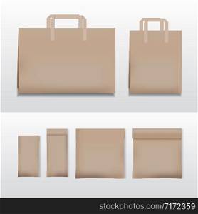 Vector Illustration Paper Shopping Bag White Various Sizes