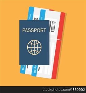 vector illustration passport with tickets, passport and boarding pass tickets icon. passport with tickets
