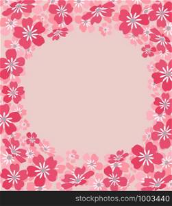 Vector illustration pink background from silhouettes of flowers. Background with floral decorations. Banner templatet. Background from silhouettes of flowers