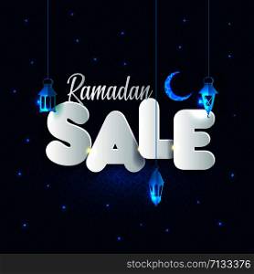 Vector Illustration Ramadan Sale. Banner, Discount label Sale. Vector Illustration Ramadan Sale. Banner, discount, label, sale, greeting card, of Ramadan Kareem and Eid Mubarak celebration.
