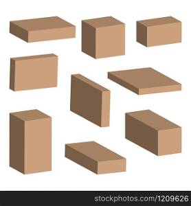 Vector illustration. realistic 3D cardboard box. mockup for design.. Vector illustration. realistic 3D cardboard box. mockup for desi