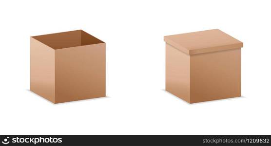 Vector illustration. realistic 3D cardboard box. mockup for design.. Vector illustration. realistic 3D cardboard box. mockup for desi