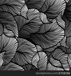 Vector illustration Retro seamless pattern with abstract doodle leaves. Retro seamless pattern with abstract doodle leaves