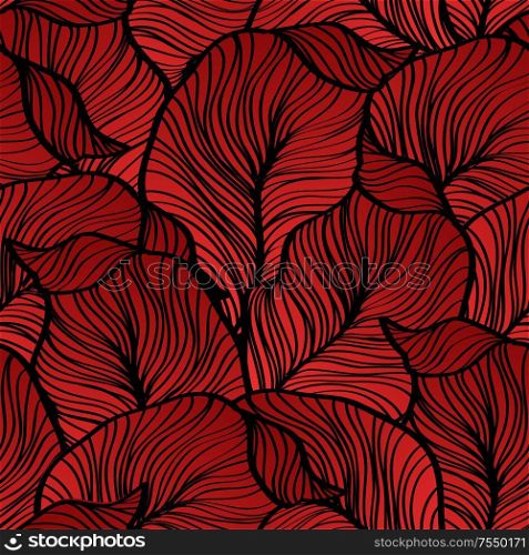 Vector illustration Retro seamless pattern with abstract red leaves. Vector illustration Retro seamless pattern with abstract leaves