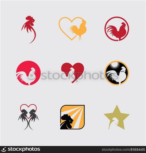 vector illustration  rooster head logo set on gray background