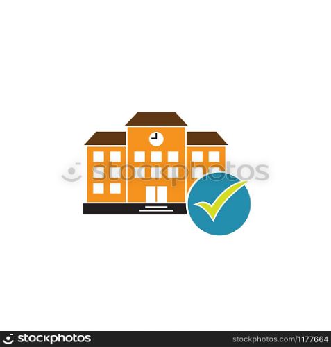 Vector illustration school building icon