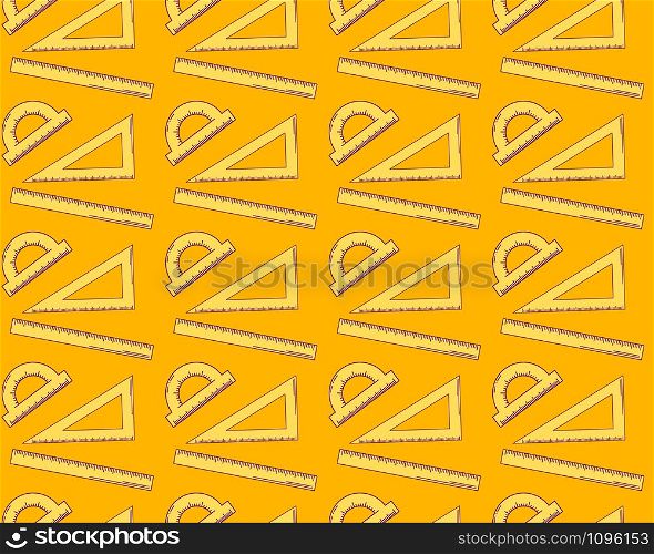 vector illustration. seamless abstract pattern. background with a ruler, triangle and protractor. orange. vector illustration. seamless abstract pattern. background with