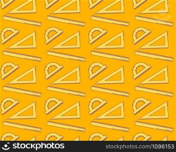 vector illustration. seamless abstract pattern. background with a ruler, triangle and protractor. orange. vector illustration. seamless abstract pattern. background with