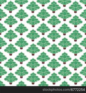 Vector illustration. Seamless ornament, composed of a mass of green fur-trees.