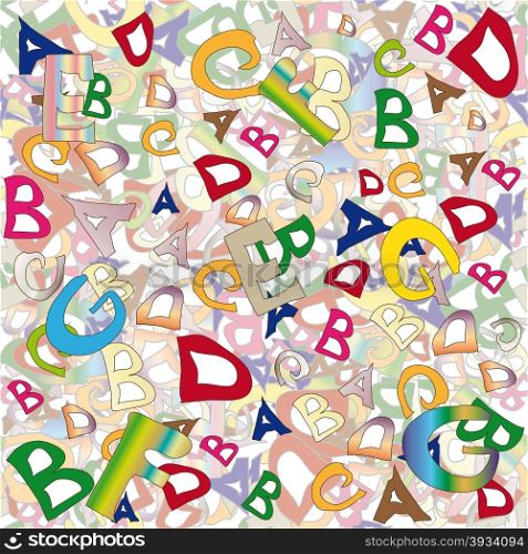 Vector illustration. Seamless ornament made of colorful letters of the English alphabet.