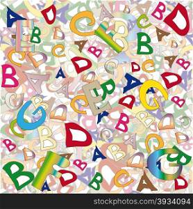 Vector illustration. Seamless ornament made of colorful letters of the English alphabet.