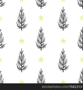 Vector illustration seamless pattern Christmas tree. Background Merry Christmas. Seamless pattern Christmas tree