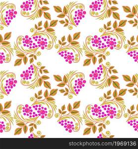 Vector illustration seamless pattern - garden flowers and plant leaves on white isolated background