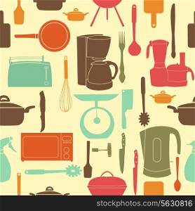 vector illustration seamless pattern of kitchen tools for cooking