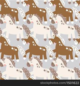 Vector illustration. Seamless pattern with cute baby horses. Background for kids. Children&rsquo;s textile and wallpaper.. Vector illustration. Seamless pattern with cute baby horses. Background for kids. Children&rsquo;s textile and wallpaper