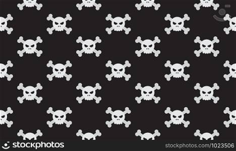 Vector illustration seamless skulls and crossbones on black background