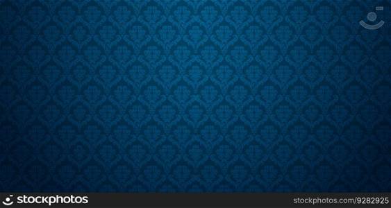 vector illustration seamlessly patterns dark blue damask wallpaper for Presentations marketing, decks, Canvas for text-based compositions  ads, book covers, Digital interfaces, print design templates