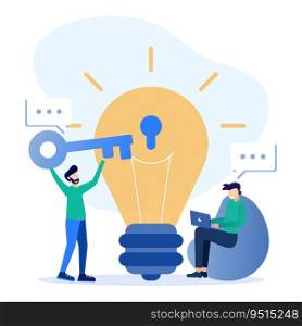 Vector illustration Selecting ideas and . Innovative work and solution discovery in light bulb symbol. the choice of the best choice as a creative work and the final decision.
