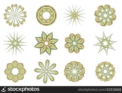 Vector illustration set of abstract floral and ornamental elements